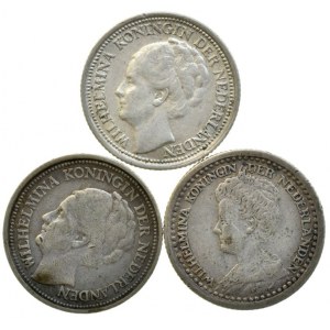 Nizozemí, Wilhelmina I. 1890-1948, 10 cent 1918, 1926, 1939, KM 163, Ag, 3 ks
