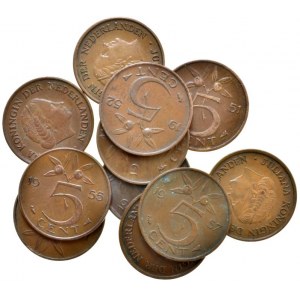 Nizozemí, Juliana 1948-1981, 5 cents 1950, 51, 52, 55, 56, 57, 60, 62, 64, 67, 69, 11 ks