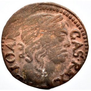 Polsko, Jan Kazimír Vasa 1649 - 1668,  1 solidus 1660 TLB, hlava Jana Kazimíra vpravo; TLB pod hlavou/ korunovaný orel se štítem na prsou, nep.ned