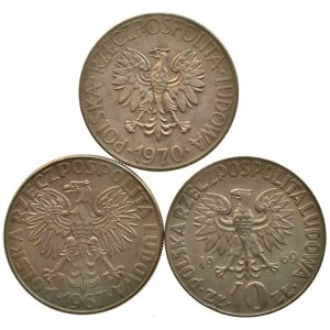 Polsko 1939-1990, 10 zlotých 1967, 1969, 1970, 3 ks
