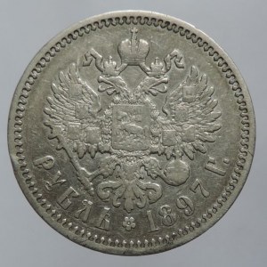Rusko, Mikuláš II. 1894-1917, Rubl 1897 Petrohrad, Bitkin II-41, 19,82g