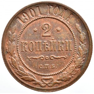 Rusko, Mikuláš II. 1894-1917, 2 kopějka 1901 SPB, patina, sbírková