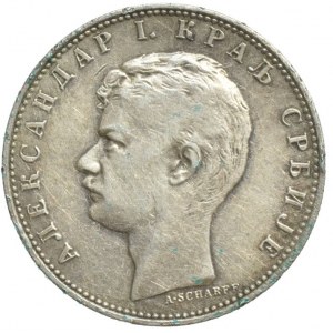 Srbsko, Alexander I. 1889 - 1902, 1 dinár 1897, KM#21