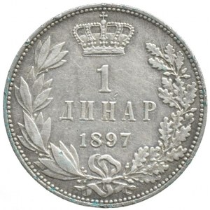 Srbsko, Alexander I. 1889 - 1902, 1 dinár 1897, KM#21