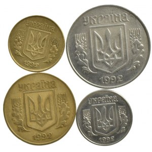 Ukrajina, 25, 10, 5, 1 kopiyok vše 1992, 4 ks