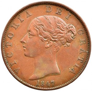 Velká Británie, Victorie 1837-1901, 1/2 penny 1847
