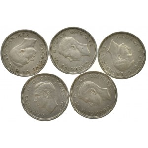 Velká Británie, George VI. 1936-1952, 6 pence 1947, 48, 49, 50, 51, 5 ks