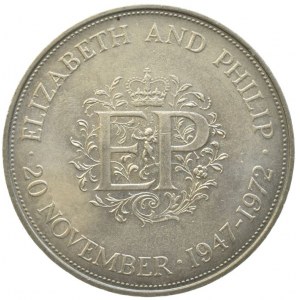 Velká Británie, Alžběta II. 1952-, 25 New pence 1972 - Stříbrná svatba, CuNi KM# 917