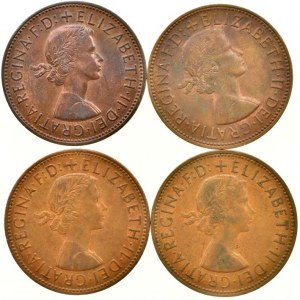 Velká Británie, Alžběta II. 1952-, one penny 1964, 65, 66, 67, 4 ks