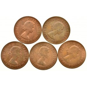 Velká Británie, Alžběta II. 1952-, one penny 1967, 5 ks