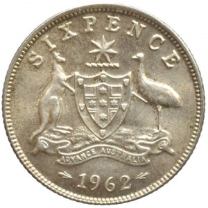 Austrálie, Elizabeth II. 1952-, 6 pence 1962, KM# 58, Ag500, 2,82g