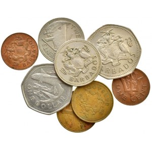 Barbados, 1 dollar 1973, 1988, 25 cents 1973, 1981, 5 cents 1973, 1988, 1 cent 1973, 1981, 8 ks