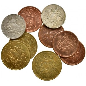 Barbados, 10 cents 1973, 1979, 5 cents 1994, 1996, 1997, 1 cent 1987, 1992, 1995, 1996, 1998, 10 ks