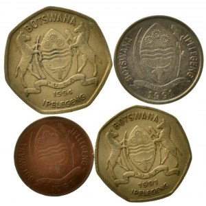 Botswana republika, 2 pula 1994, 1 pula 1991, 10 thebe 1991, 5 thebe 1991, 4 ks