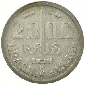Brazílie, republika 1889 -, 2000 reis 1935, KM# 535, Ag500, 8g