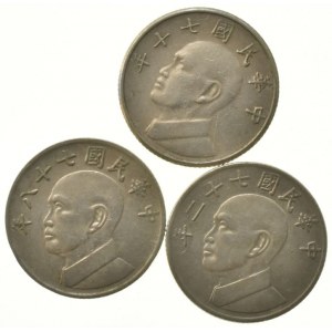 Čína, Taiwan, 5 yuan 1981, 83, 89, 3 ks
