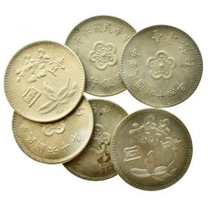Čína, Taiwan, 1 yuan 1960, 71, 72, 73, 74, 75, 6 ks
