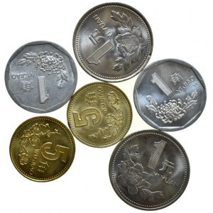 Čína, Lidová republika, 1 yuan 1995, 1997, 5 jiao 1998, 1999, 1 jiao 1996, 1998, 6 ks