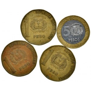 Dominikánská republika, 5 peso 1997, 1 peso 1991, 92, 93, 4 ks