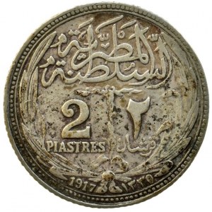 Egypt, Hussein Kamil As Sultan, 1914-1917, 2 piastres 1917, KM# 317.1, Ag833, 2,8g