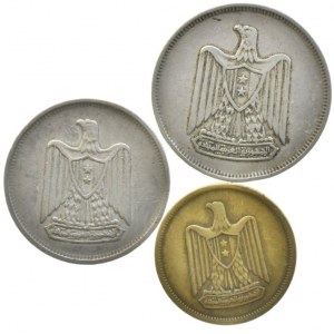 Egypt, Sjednocená arabská republika 1958-1971, 10 piastres 1967, 5 piastres 1967, 5 milliemes 1960,