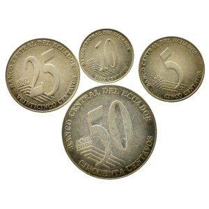 Ekvádor, 50 centavos 2000, 25 centavos 2000, 10 centavos 2000, 5 centavos 2000, 4 ks