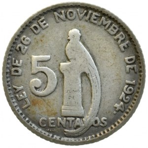 Guatemala, 5 centavos 1947, KM# 238.1, Ag720, 1,667g