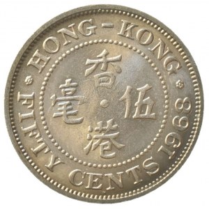 Hong Kong britská kolonie, 50 cents 1968, KM# 30.1