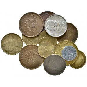 Chile, 100 pesos 1993, 96, 50 pesos 1993, 10 pesos 1995, 99, 5 pesos 1996, 1 peso1954, 75, 76, 79, 98, 10 centesimos 1970, 71, 2 centesimos 1966, 70, 15 ks