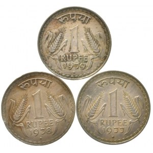 Indie republika, 1 rupiee 1977, 78, 79, 3 ks, KM# 78.1