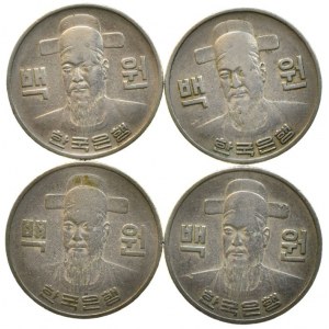 Jižní Korea, 100 won 1973, 74, 79, 80, 4 ks