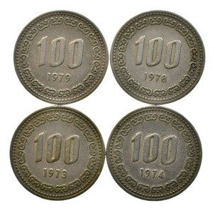 Jižní Korea, 100 won 1973, 74, 79, 80, 4 ks