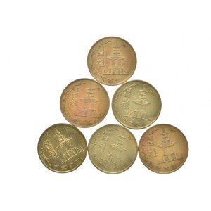 Jižní Korea, 10 won 1967, 69, 70 (bronz), 70 (mosaz), 71, 72, 6 ks