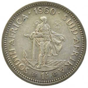 Jižní Afrika, Elizabeth II. 1952-1960, 1 shiling 1960, KM# 49, Ag500, 5,66g