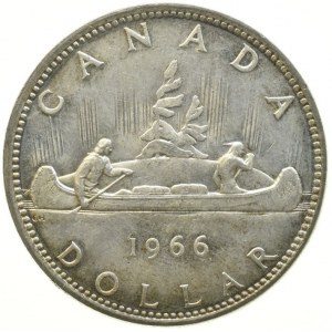 Kanada, Alžběta II. 1953-, 1 dollar 1966 - kanoe, KM.64.1, Ag800 23.25g