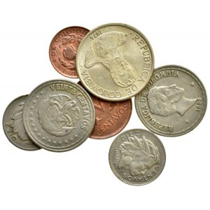 Kolumbie, 1 peso 1974, 20 centavos 1956, 1963, 10 centavos 1956, 1959, 5 centavos 1967, 1 centavo 1969, 7 ks