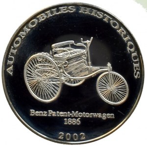 Kongo republika, 10 frank 2002, Automobiles Benz Patent-Motorwagen, KM# 193