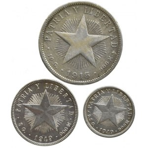 Kuba, 40 Centavos 1915, 20 Centavos 1949, 10 Centavos 1949, 3 ks