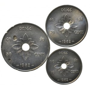 Laos, 50 cents 1952, 20 cents 1952, 10 cents 1952, 3 ks