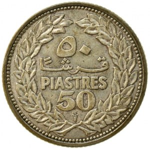 Libanon republika , 50 piastres 1952, KM# 17, Ag600, 4,9g