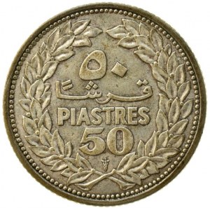 Libanon republika , 50 piastres 1952, KM# 17, Ag600, 4,9g