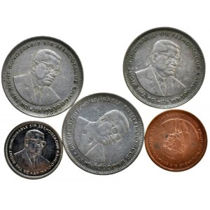 Mauricius republika, 1 ruppes 1987, 1990, 1991, 20 cents 1993, 5 cents 1996, 5ks