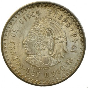 Mexiko republika 1867-, 5 pesos 1948, KM# 465, Ag900, 30g