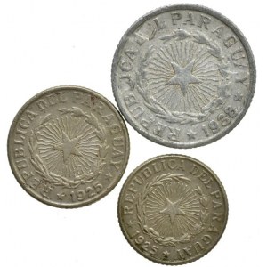 Paraguay, 2 peso 1938, 1 peso 1925, 50 centavos 1925, 3 ks