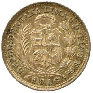 Peru, 1/2 dino 1916, KM# 206.2, Ag900, 1,25g