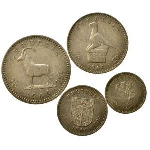 Rhodesie britská kolonie, 25 cents 1964, 20 cents 1964, 10 cents 1964, 5 cents 1964, 4 ks