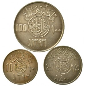 Saudská Arábie, 100 halala 1976, 25 halala 1979, 10 halala 1972, 3 ks