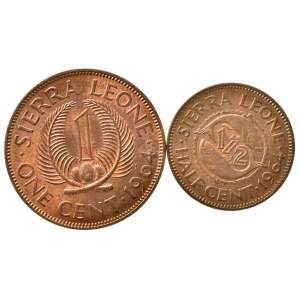 Sierra Leone republika, 1 cent 1964, 1/2 cent 1964, sbírkové, 2 ks