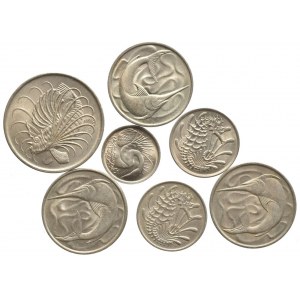 Singapur, 50 cents 1972, 20 cents 1967, 1976, 1980, 10 cents 1968, 1970, 5 cents 1969, 7 ks