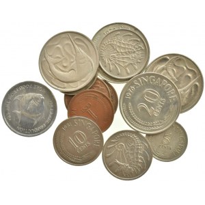Singapur, 20 cents 1967, 76, 79, 81, 10 cents 191968, 69, 77, 81, 5 cents 1967, 71, 1 cent 1969, 71, 76, 13 ks